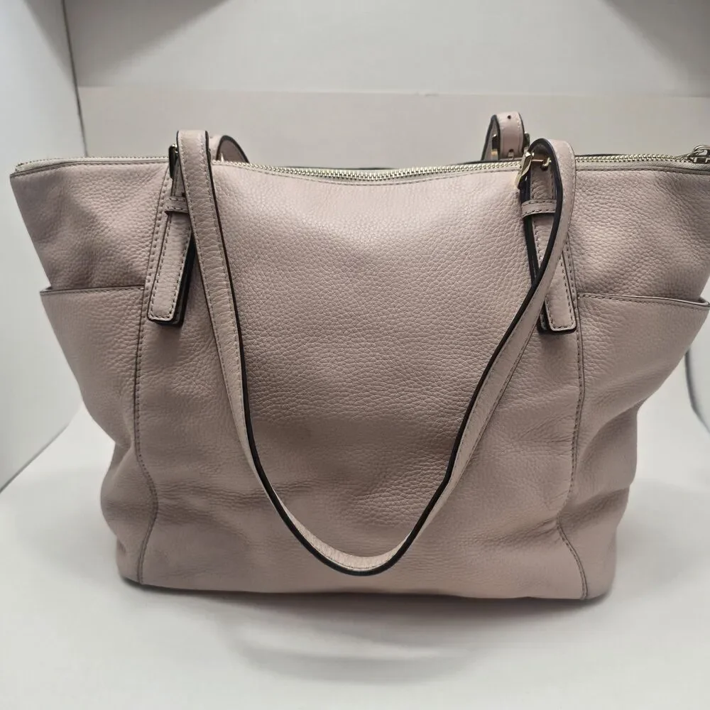 MICHAEL KORS JET SET TOP ZIP TOTE Pebbled Ballet Pink Leather